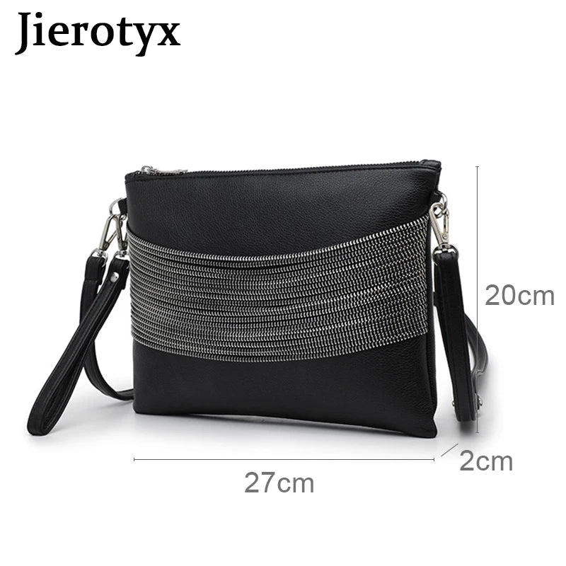Tassel Chain Leather Envelope Clutch Crossbody Bag