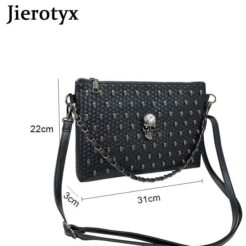 Skull Gothic Coffin Studded Handbag Rivet Crossbody Satchel Shoulder Bag