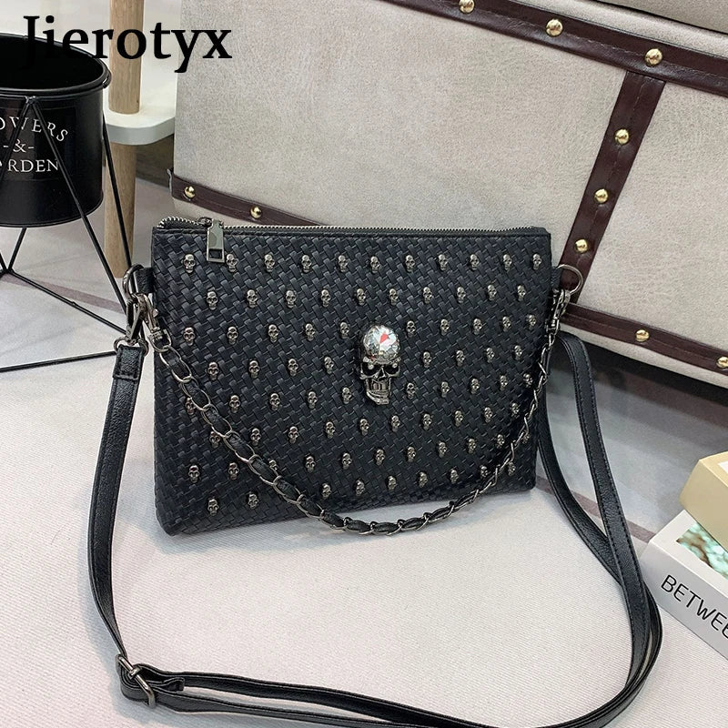 Skull Gothic Coffin Studded Handbag Rivet Crossbody Satchel Shoulder Bag