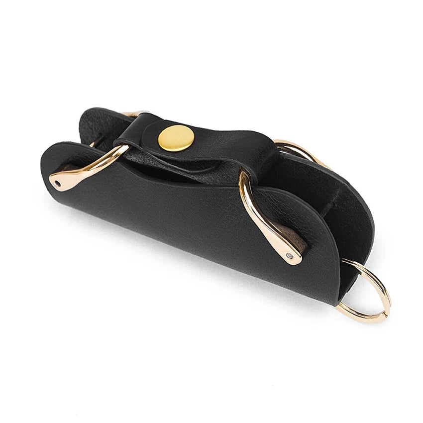 JNKET Unisex Cow Leather Key Bag Large Capacity Key Case Waist Hanging Key Bag