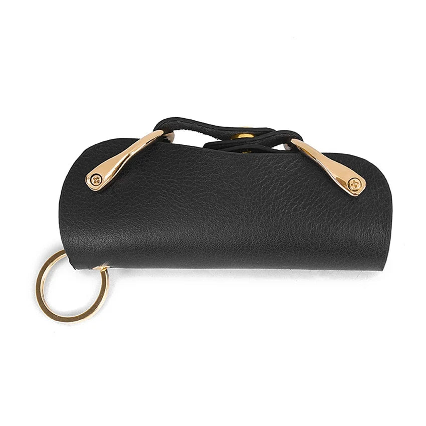 JNKET Unisex Cow Leather Key Bag Large Capacity Key Case Waist Hanging Key Bag