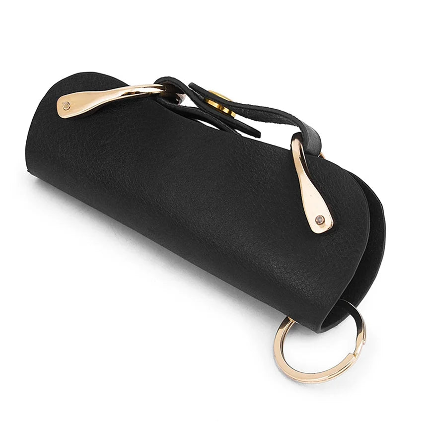 JNKET Unisex Cow Leather Key Bag Large Capacity Key Case Waist Hanging Key Bag