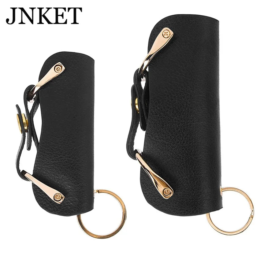 JNKET Unisex Cow Leather Key Bag Large Capacity Key Case Waist Hanging Key Bag