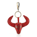 Bull Head Keychain Pendant Leather Key Holder Women Men Keyring