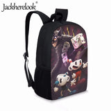 Jackherelook 17in Children School Bags Cuphead Pattern Book Bag Kids Travel
