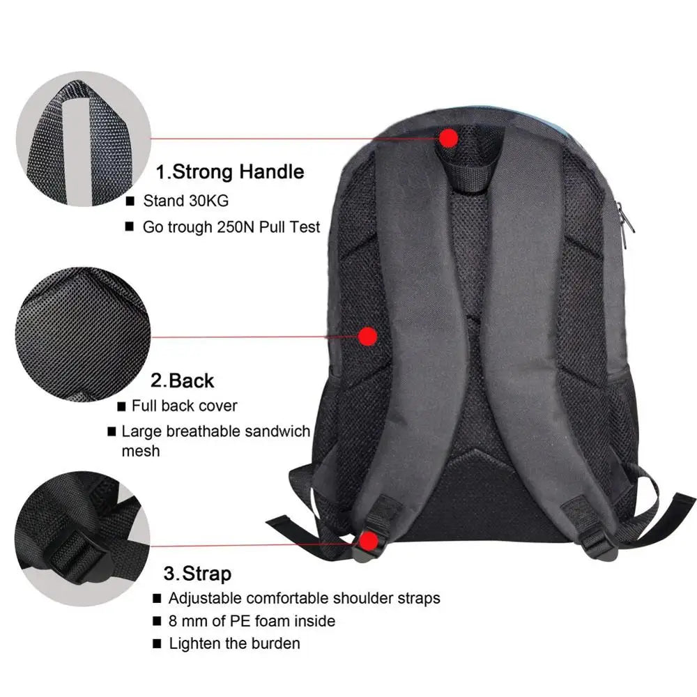 3D Printed Horse School Bag for Kids Large Capacity Backpack