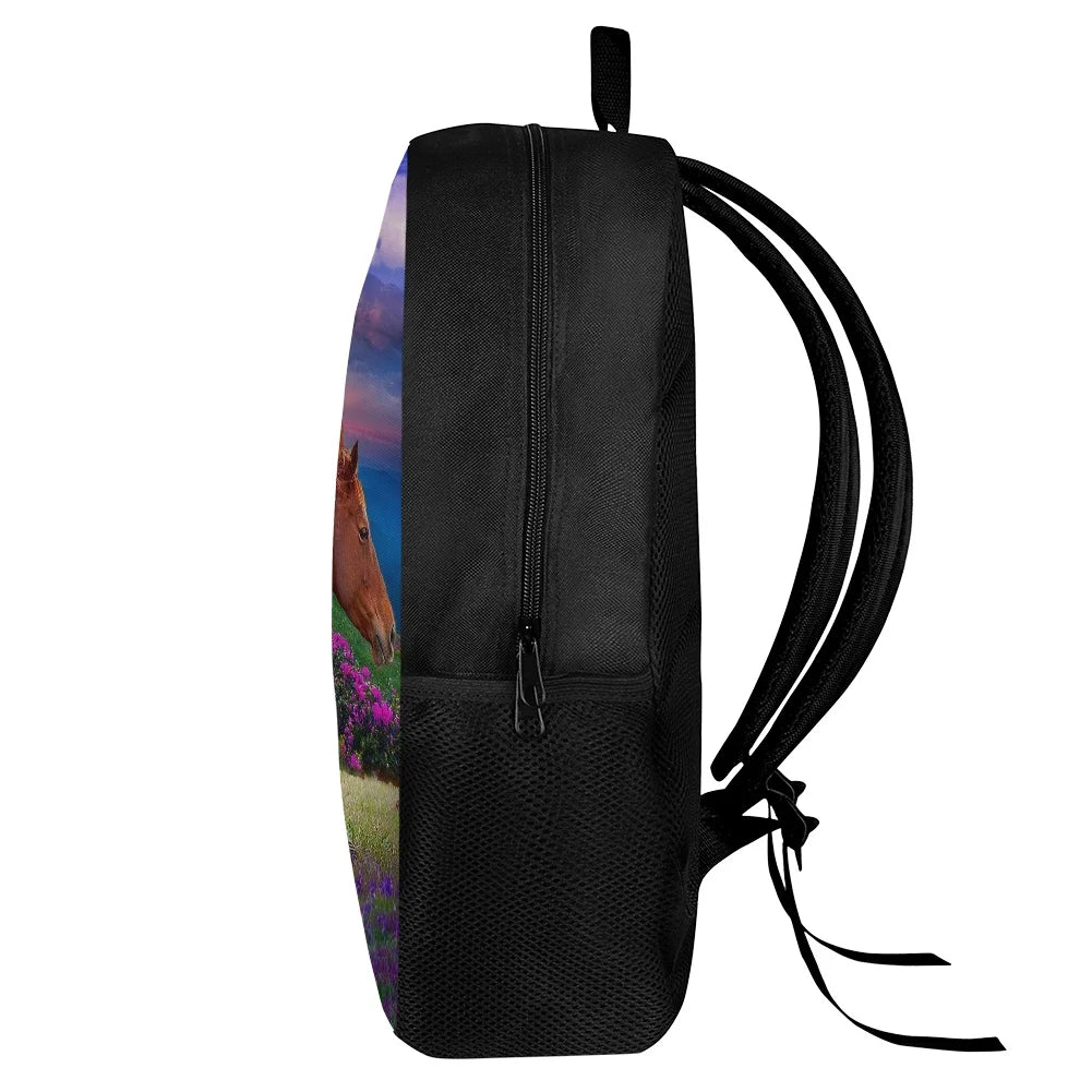 3D Printed Horse School Bag for Kids Large Capacity Backpack