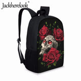 Jackherelook Gothic Skull Rose School Backpack for Kids