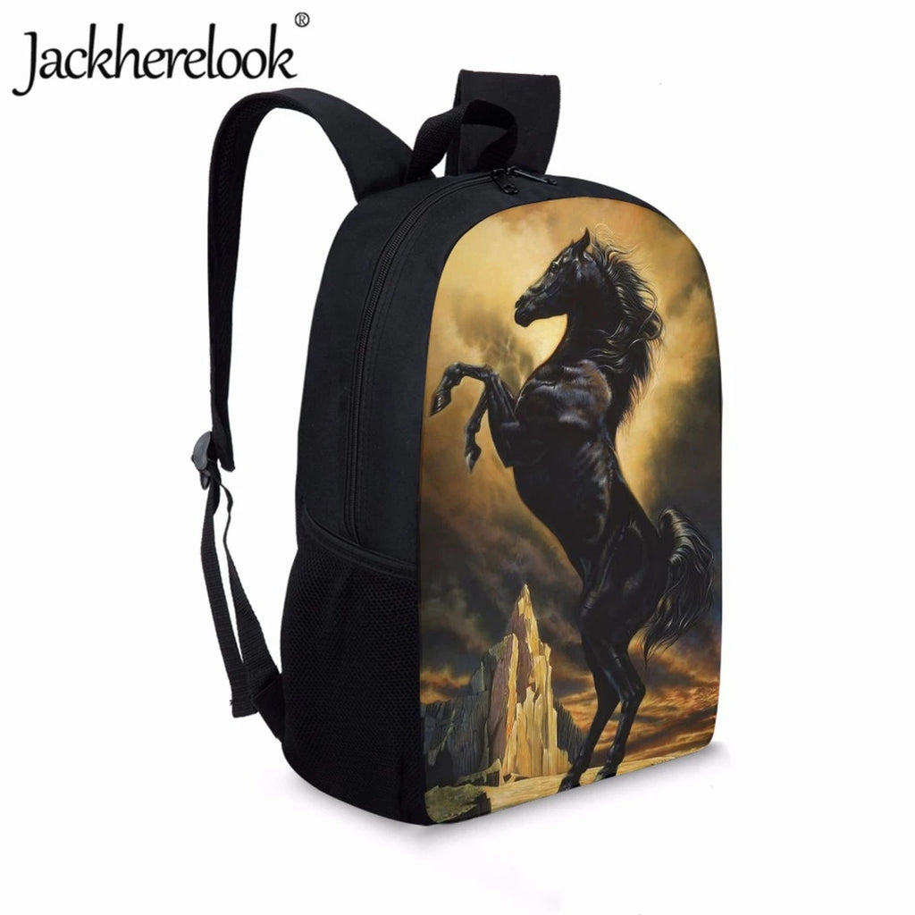 3D Horse Printing School Bag for Teens Large Capacity Backpack
