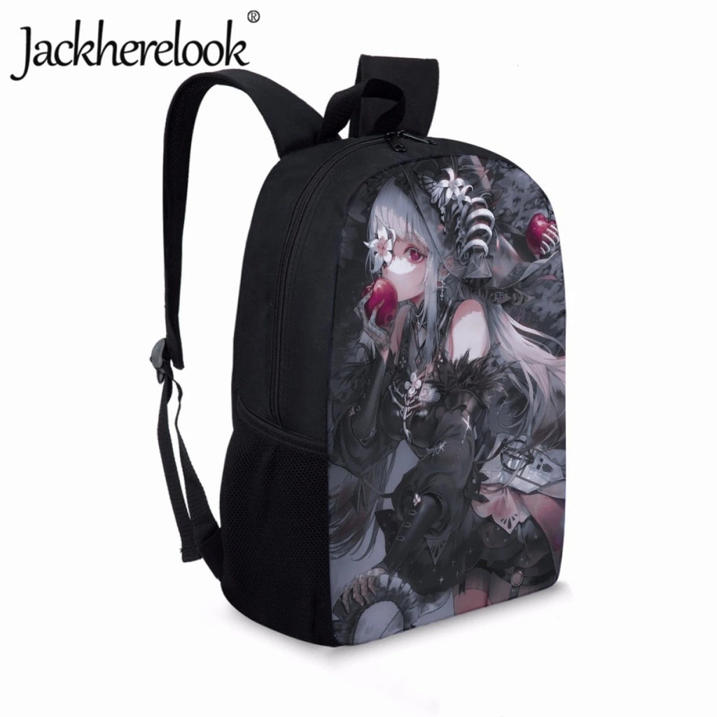 Jackherelook Gothic Anime Girl Pattern Schoolbag for Teenagers