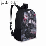 Jackherelook Gothic Anime Girl Pattern Schoolbag for Teenagers