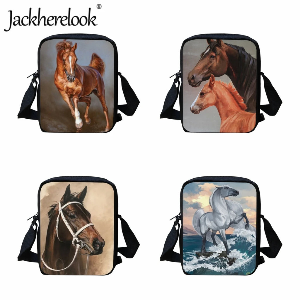 Kids School Bag Horse Pattern Messenger Bag