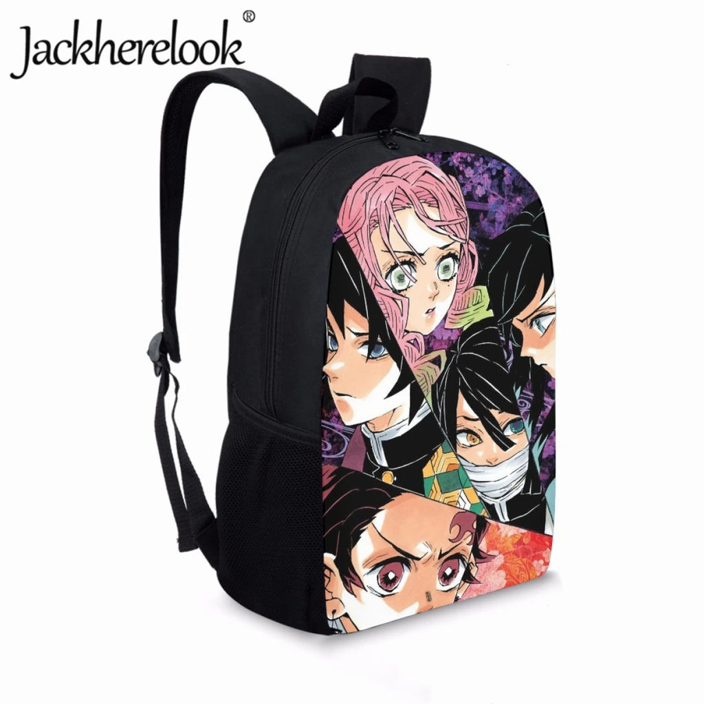 Jackherelook Teenagers School Bag Japanese Anime Demon Slayer Design Bookbag