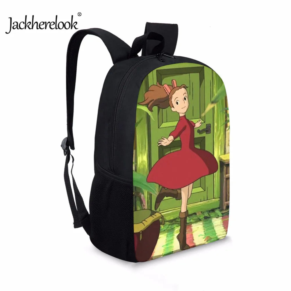 Arrietty Anime Print School Backpack for Girls Kids Durable Bookbag