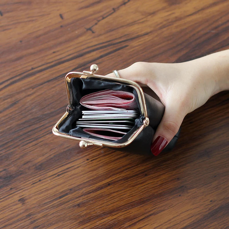 Japan & South Korea Coin Purse Oil Wax Leather Mini Buckle Clip Small Wallet