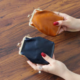 Japan & South Korea Coin Purse Oil Wax Leather Mini Buckle Clip Small Wallet