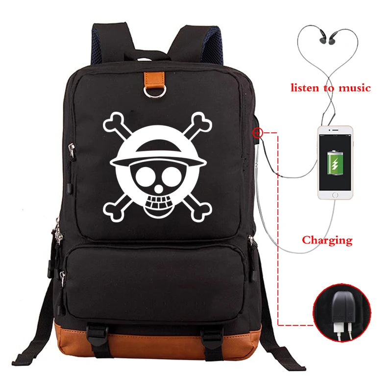 Japanese Anime One Piece Luffy Backpack Canvas School Bag