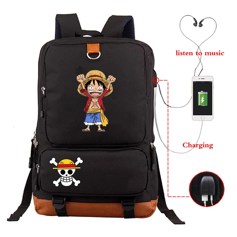 Japanese Anime One Piece Luffy Backpack Canvas School Bag