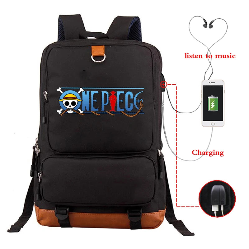 Japanese Anime One Piece Luffy Backpack Canvas School Bag
