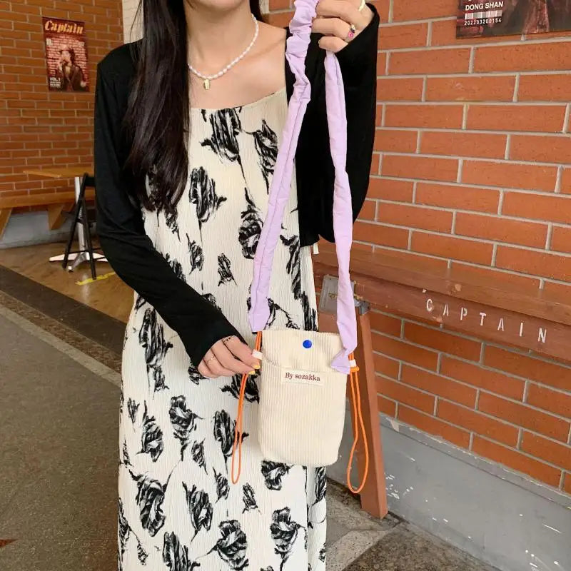 Corduroy Shoulder Messenger Bag Women Crossbody Mini Handbag