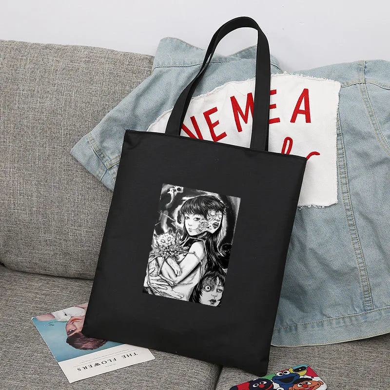 Japanese Anime Manga Reusable Shopping Bag Horror Comics Canvas Tote Bag