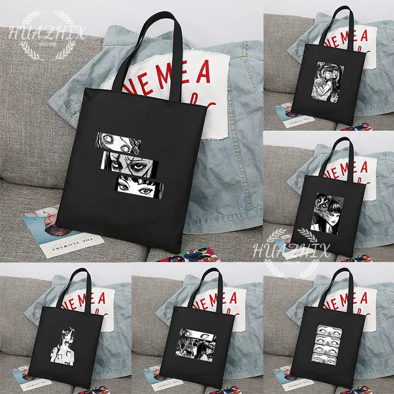 Japanese Anime Manga Reusable Shopping Bag Horror Comics Canvas Tote Bag
