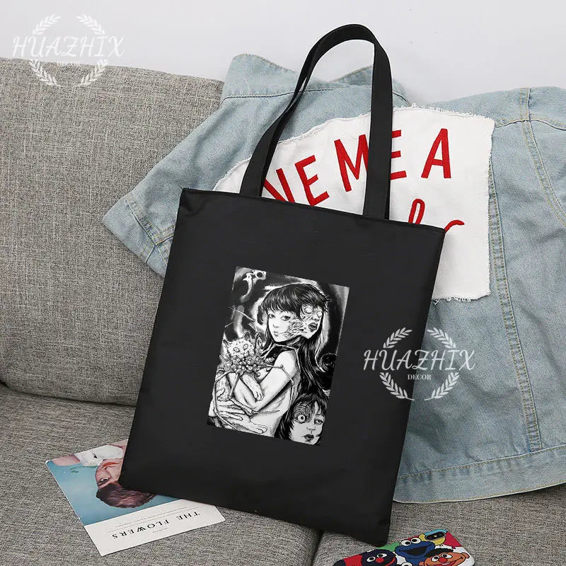 Japanese Anime Manga Reusable Shopping Bag Horror Comics Canvas Tote Bag