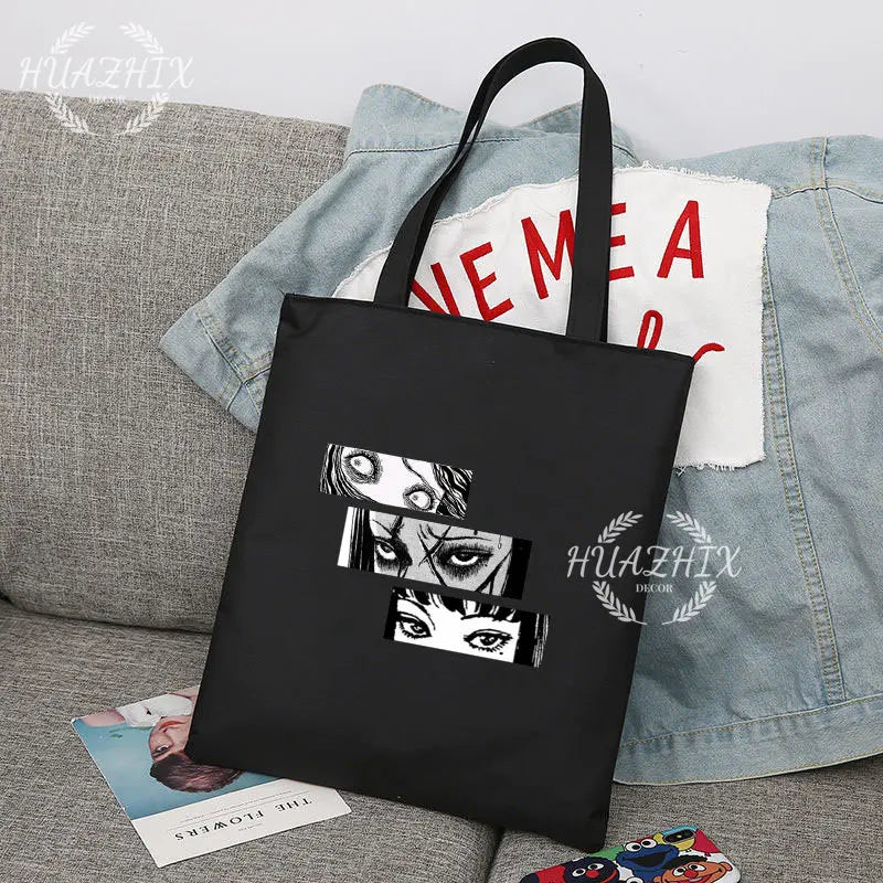 Japanese Anime Manga Reusable Shopping Bag Horror Comics Canvas Tote Bag