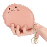 Japanese Student Mini Leather Wallet Zipper Thin Cartoon Animal Key Ring