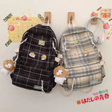 Japanese Plaid Backpack Large capacity Students schoolbag Campus Style Fashionab