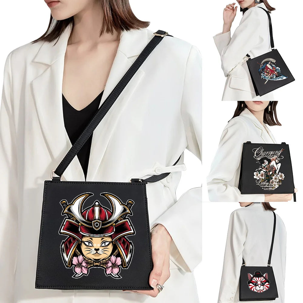 Japanese Samurai Pattern Shoulder Bag for Women