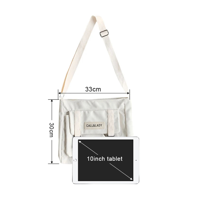 Japanese Messenger Bag Waterproof Canvas Crossbody Bag for Women