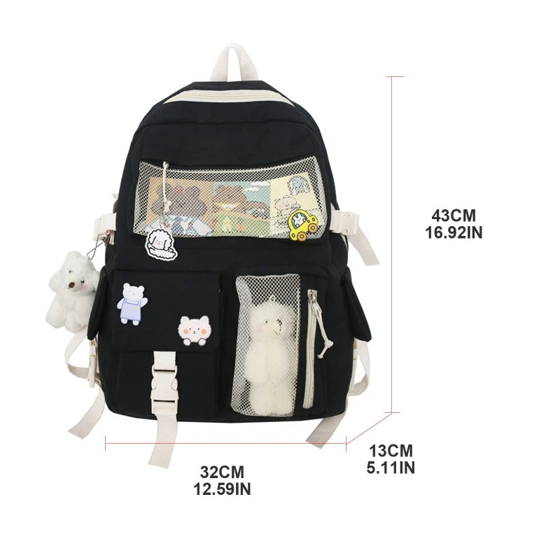 Japanese Style Cartoon Schoolbag Double Shoulder Bag for Teenage Girl Students