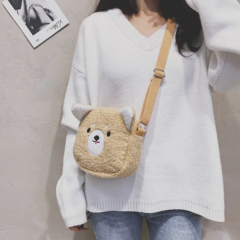 Japanese Style Plush Shoulder Bag for Women