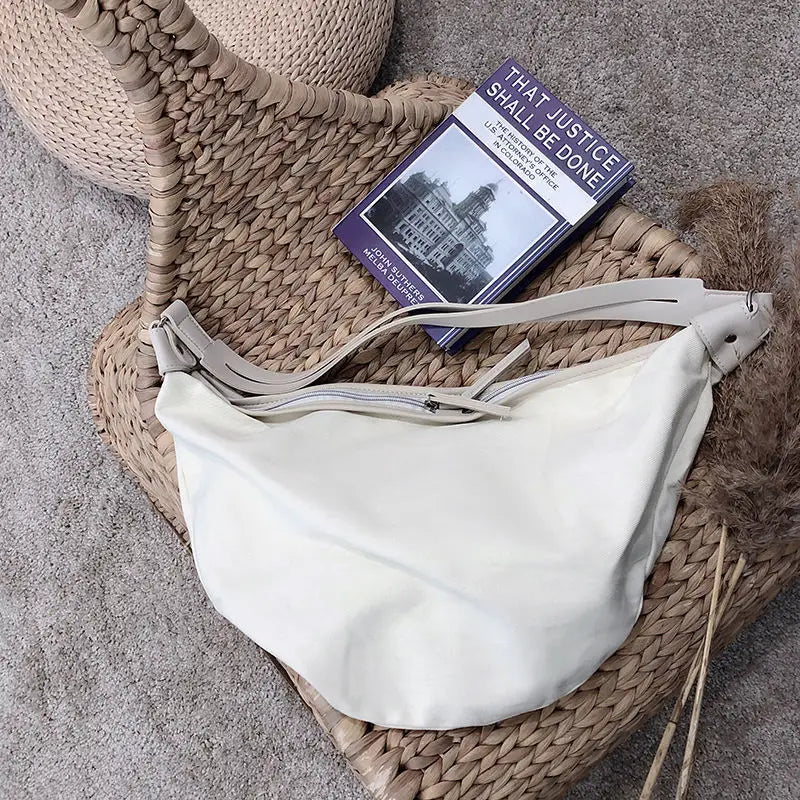 Japanese Style Canvas Shoulder Bag Women Hobo Cross Body Large Capacity Handbag