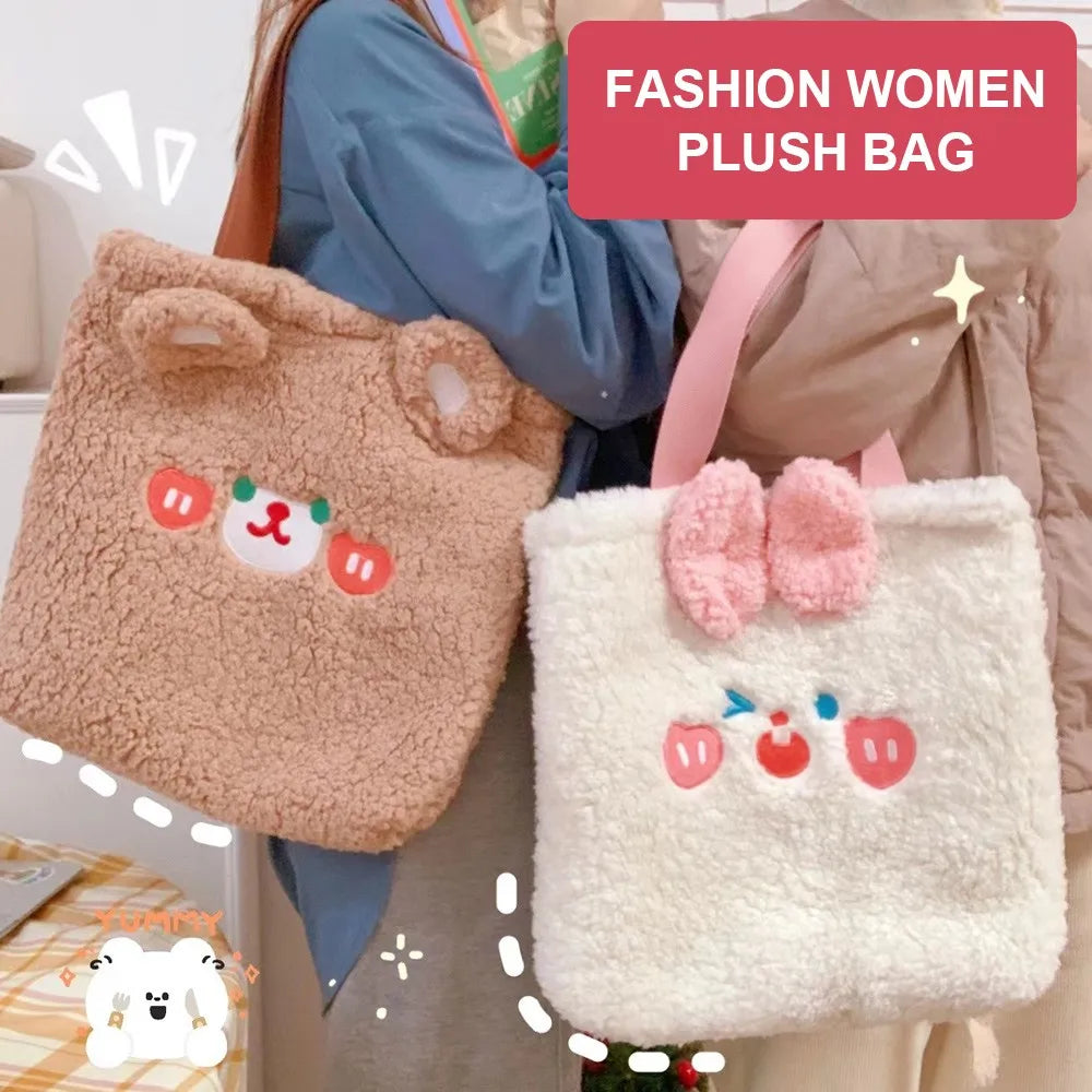 Japanese Women Plush Handbag Cartoon Shoulder Bags
