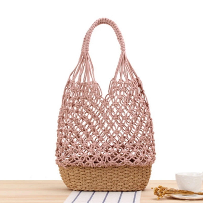 Japanese Hollow Shoulder Woven Bag Straw Beach Bag