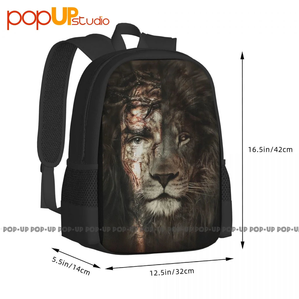 Jesus And Lion Christian Backpack Large Capacity Schoolbag