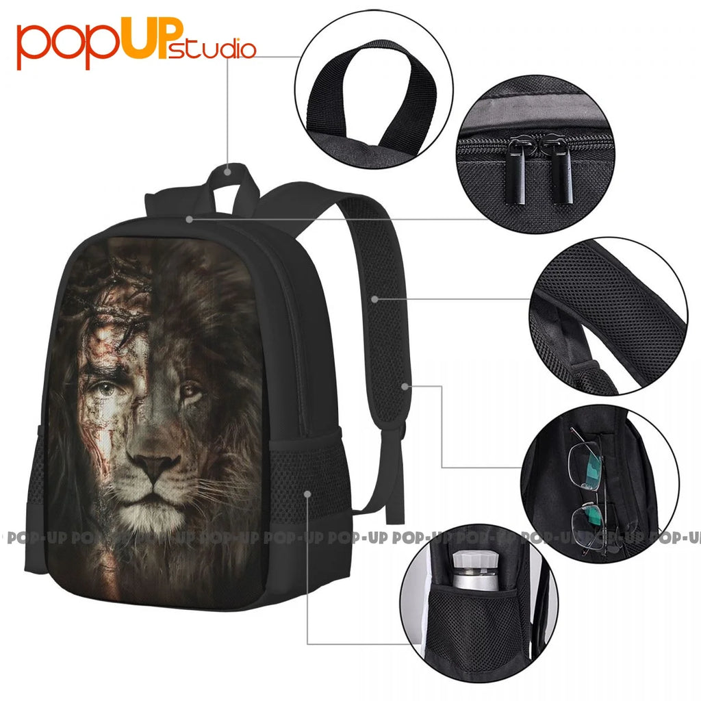 Jesus And Lion Christian Backpack Large Capacity Schoolbag