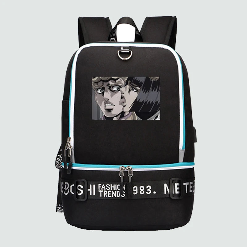 JoJo's Bizarre Adventure Backpack USB Laptop Anime Travel Backpack