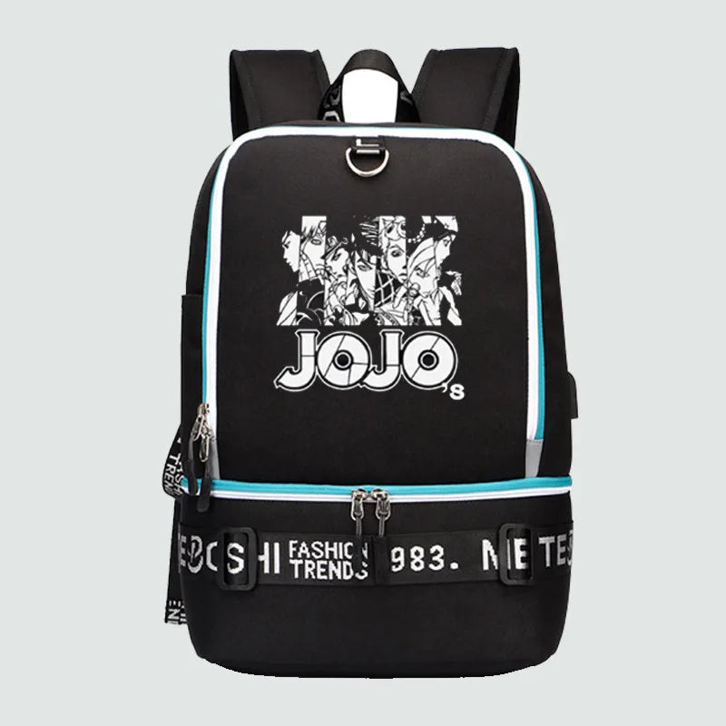 JoJo's Bizarre Adventure Backpack USB Laptop Anime Travel Backpack