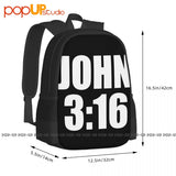 John 3 16 Backpack Large Capacity Shopping Bag for Travel