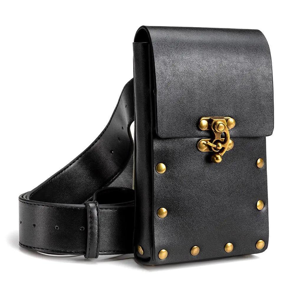 Punk Retro Waist Pack Biker Rivet Outdoor Phone Bag