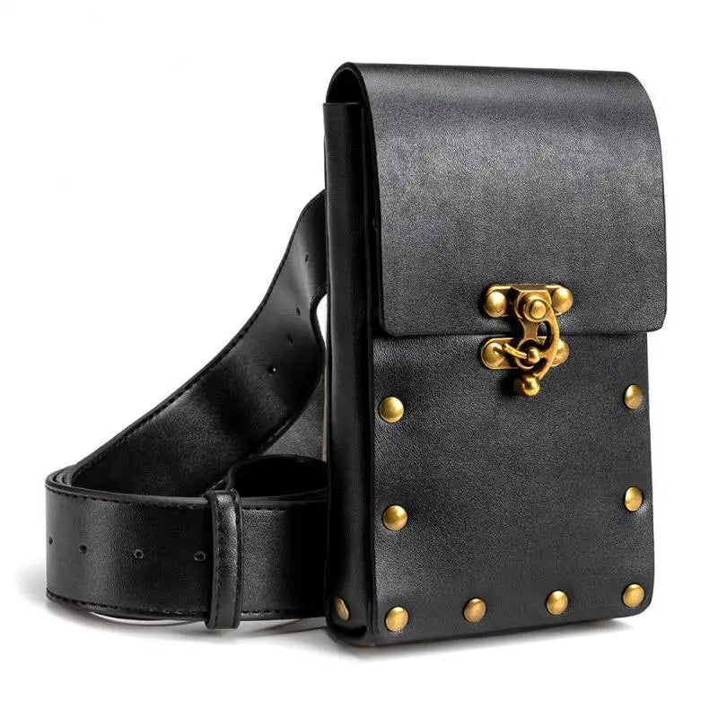 Punk Retro Waist Pack Biker Rivet Outdoor Phone Bag