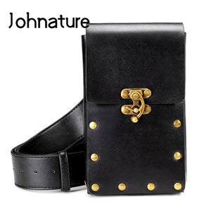 Punk Retro Waist Pack Biker Rivet Outdoor Phone Bag