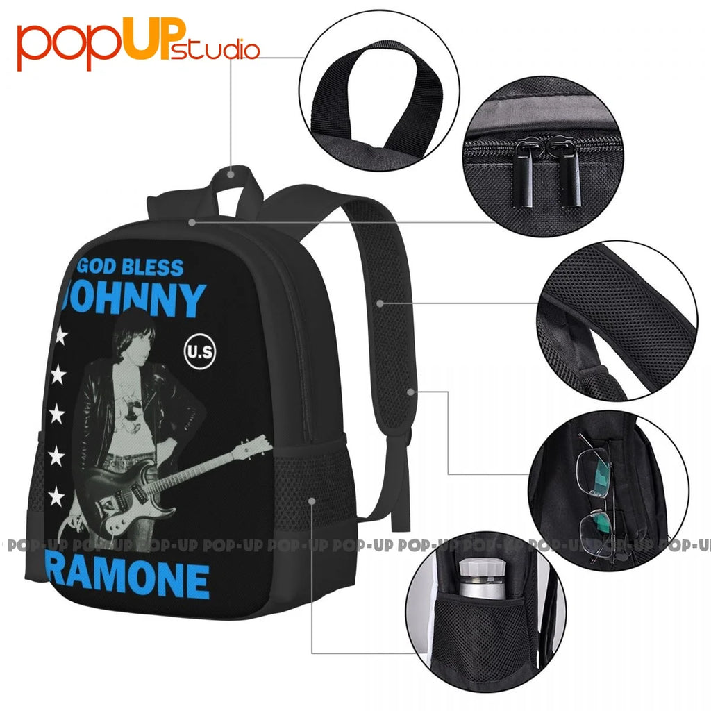 Johnny Ramone 2007 God Bless Backpack Large Capacity Bookbag