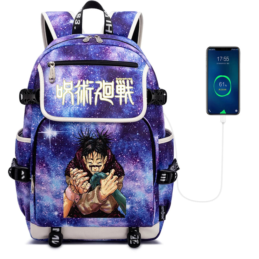 Jujutsu Kaisen Canvas School Bag Student Packsack Zipper