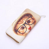 Cartoon Dog Cat Print Women Purse Bag Clutch Wallets Long Zipper