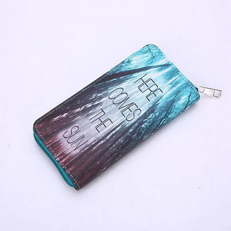 Cartoon Dog Cat Print Women Purse Bag Clutch Wallets Long Zipper