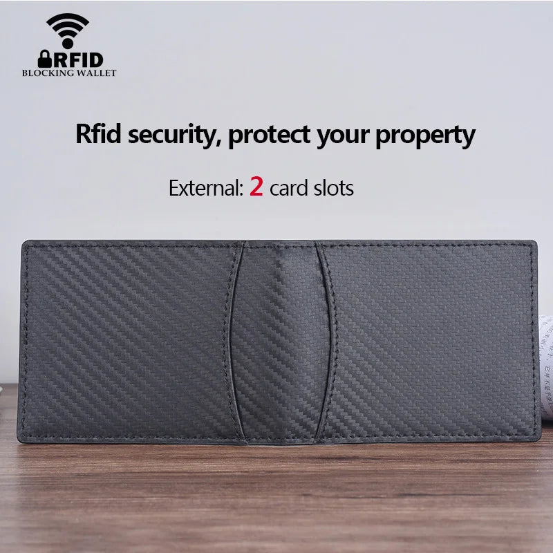 RFID Carbon Fiber Leather Men's Wallet Trifold Magic Money Purse